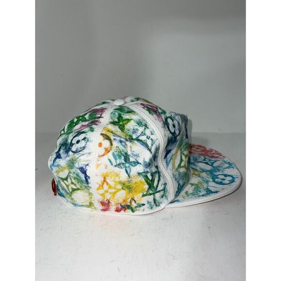 Louis Vuitton Monogram Pastel Multicolor White LV Logo Sun Cap Baseball Hat 58cm - Picture 3 of 8